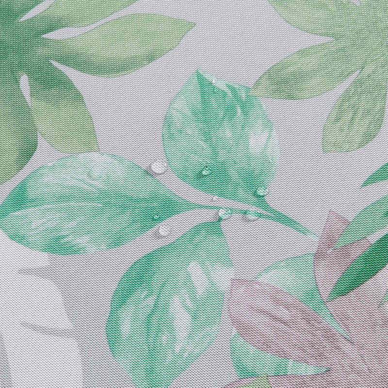70" Round Gray and Green Polyester Tablecloth with Tropical Print