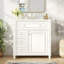 Meuble-lavabo moderne avec lavabo en céramique et armoires de rangement à deux niveaux-2138418226