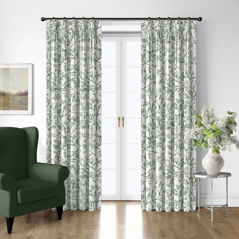 Ensemble de 2 rideaux en plis de coton Tinsley Ivy, 20" W  x 216" L