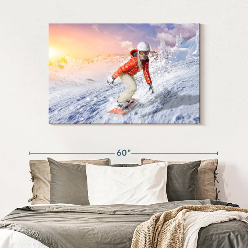 Girl snowboarding Sireci, H 32 po x l 48 po