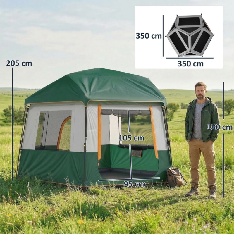 4 Person Tent, Green