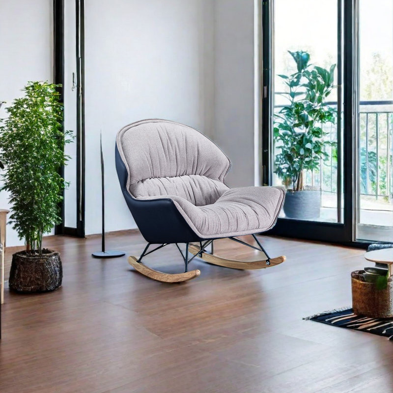 Chaise berçante décontractée Fashion Creative Home, Gris / Bleu foncé
