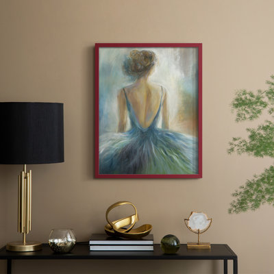 «Lady in Blue», reproduction encadrée - bois massif