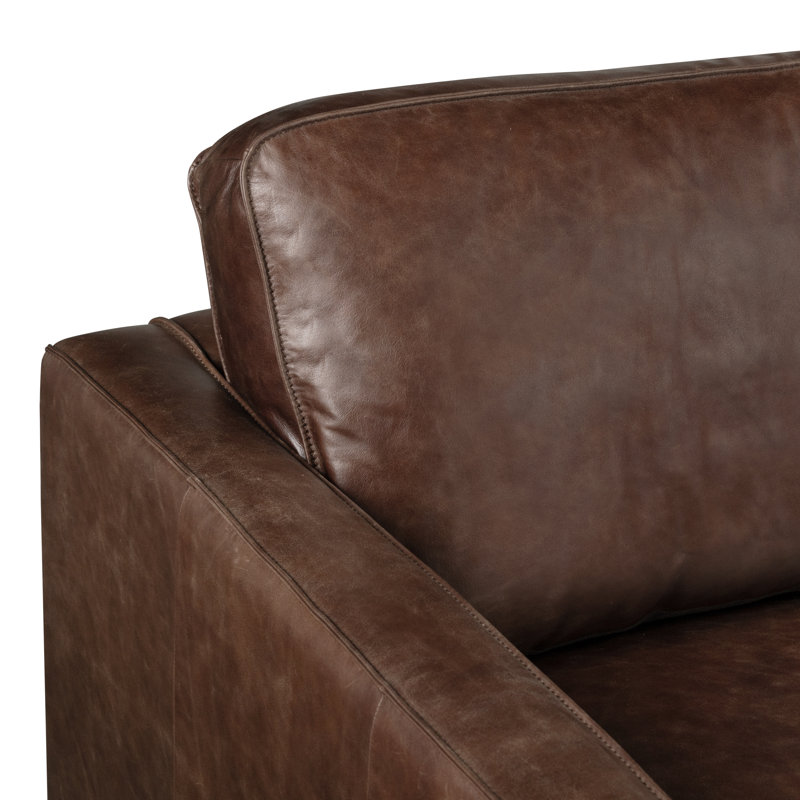 Mateo 82.5'' Full-Grain Genuine Italian Leather Sofa, Chocolate Brown Genuine Leather