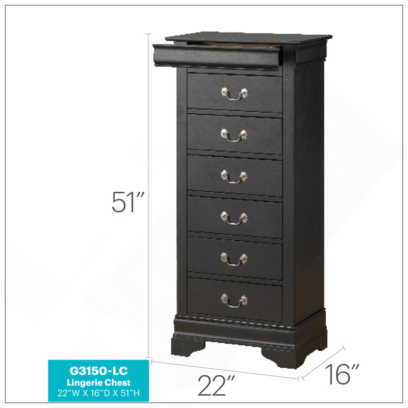 Commode élégante en lingerie traditionnelle, Noir