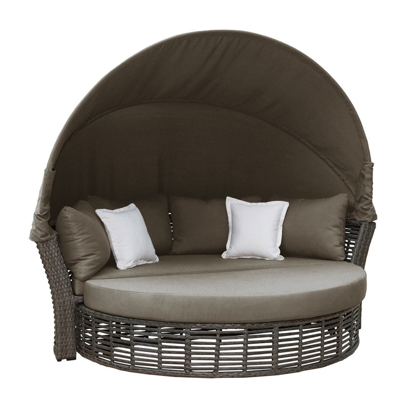 Westerman 73'' Wide Circle Wicker Patio Daybed with Cushions, Spectrum Graphite