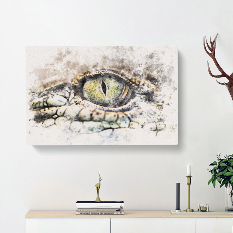 Crocodile Eye - Wrapped Canvas Print, 40cm H x 60cm W x 4cm D