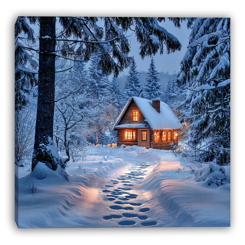 Art mural sur toile Village Lane Winter Glow, H 30 po x l 30 po