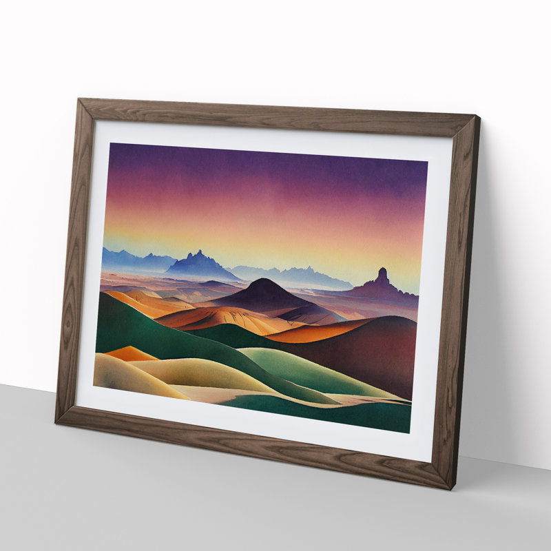 XH1022-6144X Modern Mountain Landscape Vol.2 1 Piece Single Picture Frame Wall Art, 46cm H x 64cm W x 2cm D, Walnut