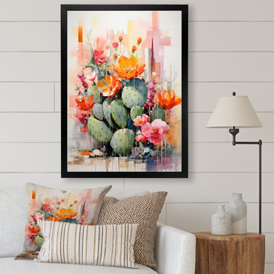 Acrylique multicolore - Représentation de cactus vert pêche Trevarious Trevarious