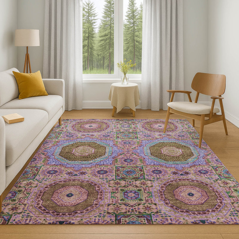 Premium Machine Washable Mayfield AMF1923 Panels Rug, Rectangle 8' x 10'