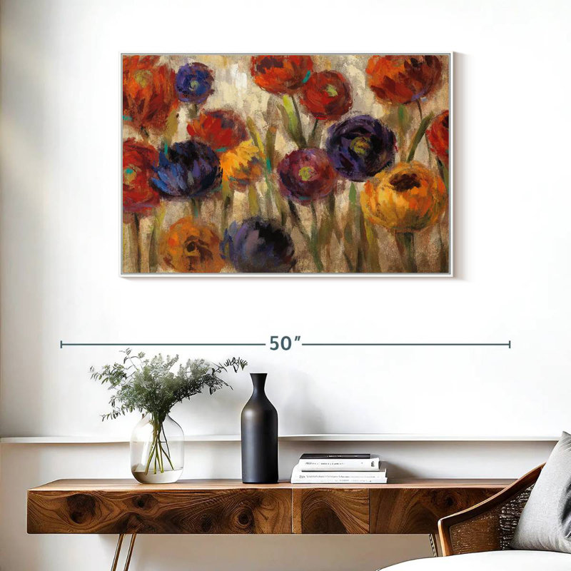 Asters et mamans, Cadre flottant blanc, 37 po x 25 po