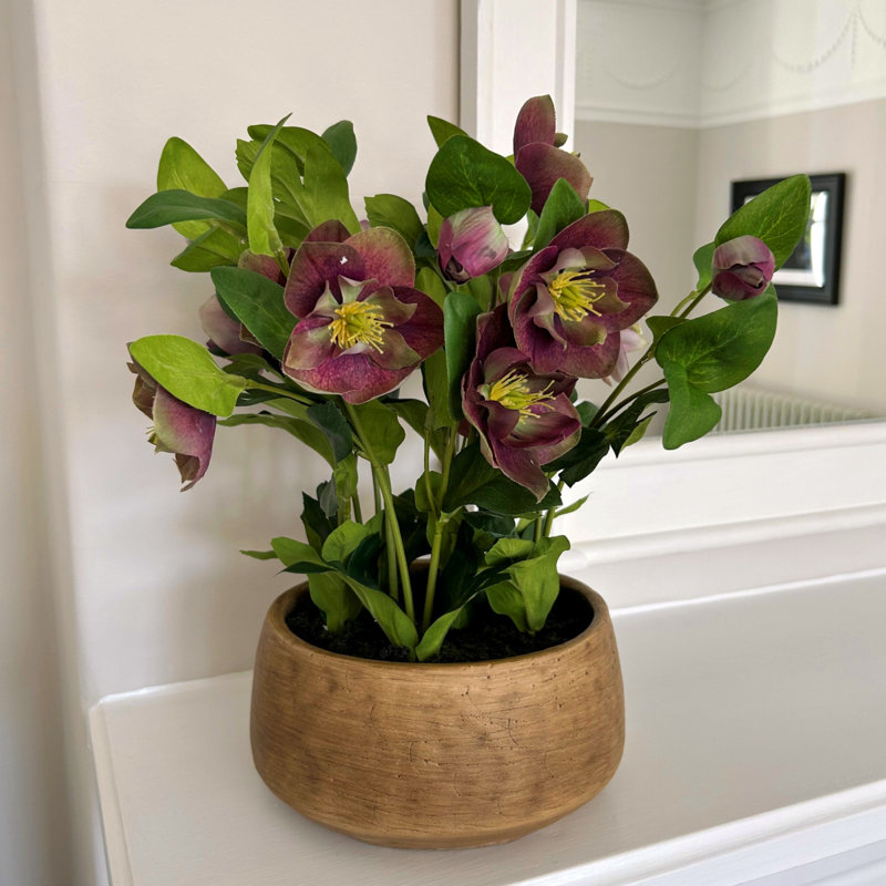 41cm Faux Plant in Pot, Brown, Purple