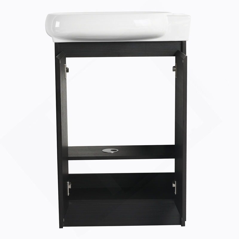 Meuble-lavabo autoportant de 23 po avec lavabo et portes à fermeture douce, Noir
