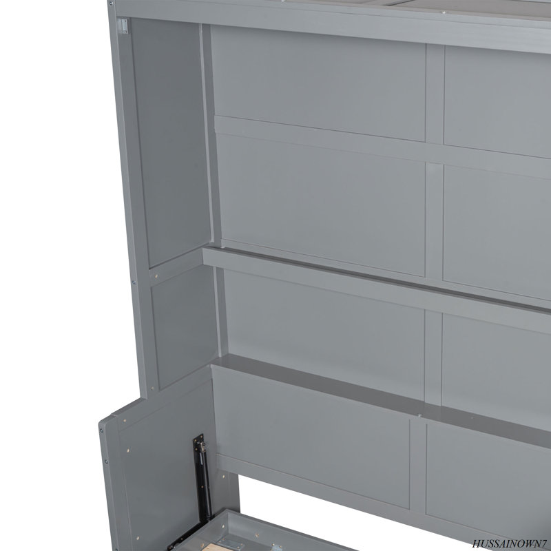 Murphy Bed Wall Bed With Closet, Gray