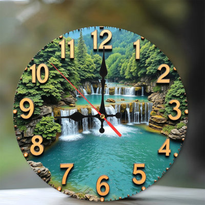 Waterfall Nature Scene Wall Clock