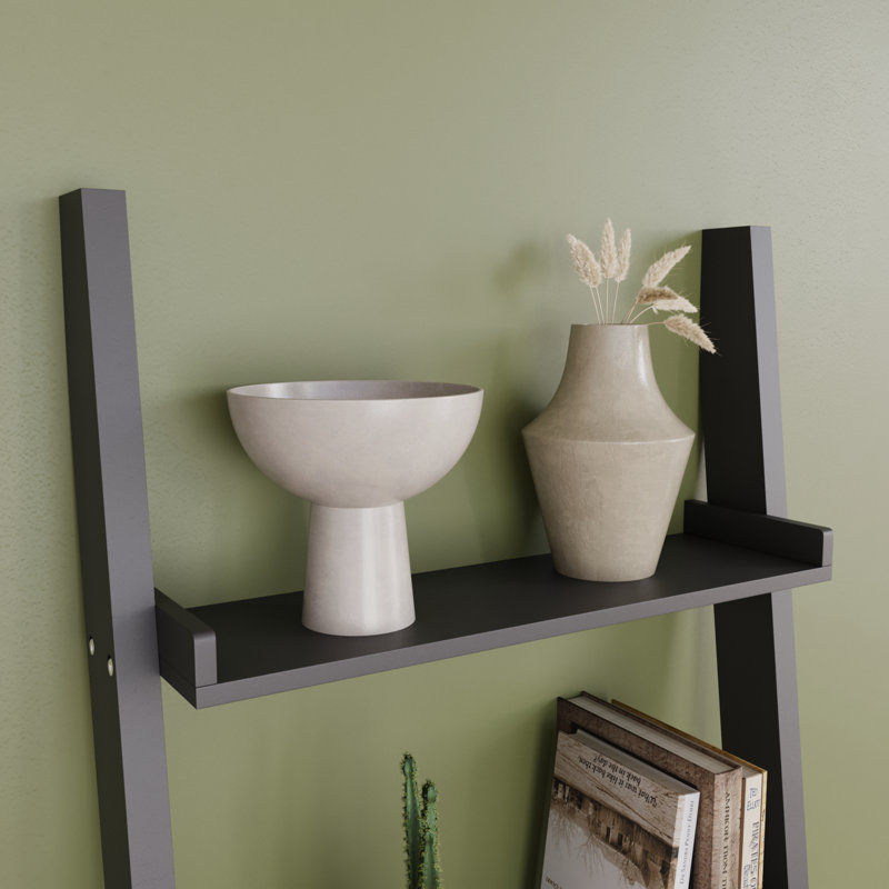 Ogilvie 56cm W Ladder Bookcase, 189cm H, Black