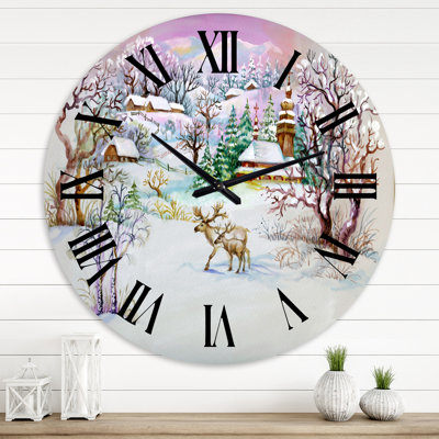 Winter VIllage Life - Traditional wall clock