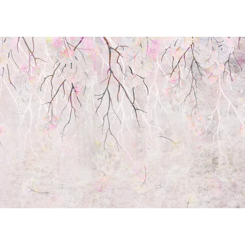 Papier peint floral - Amusement rose, L 124 po x l 177 po