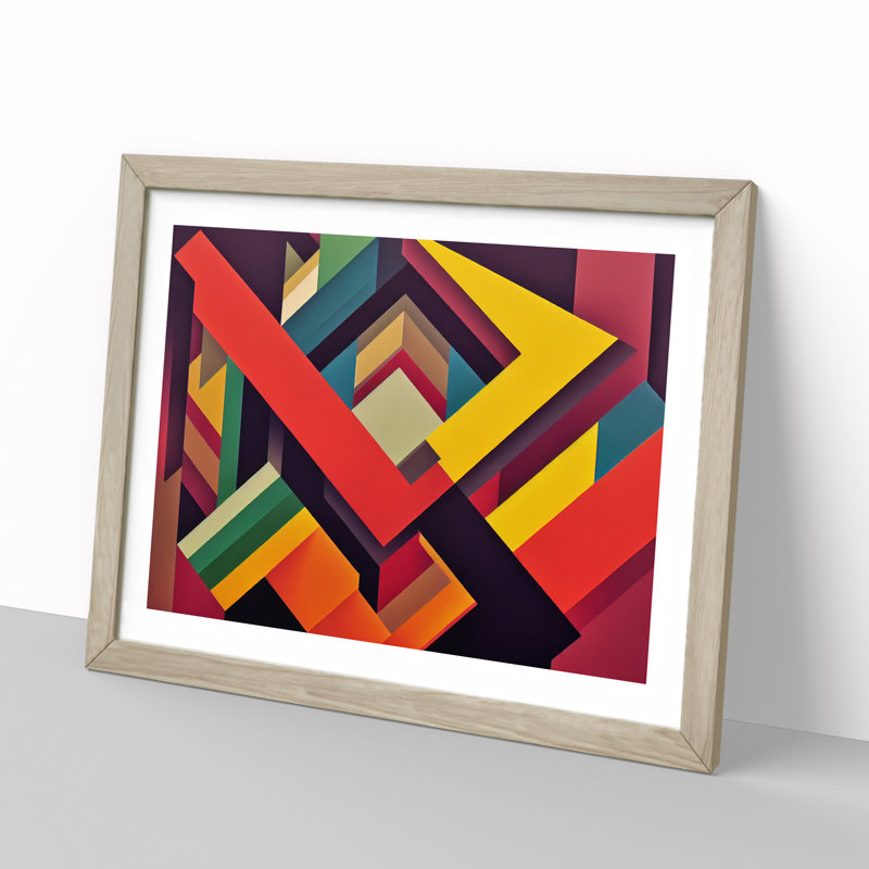 Imaginative Abstract - Single Picture Frame Print, 46cm H x 64cm W x 2cm D, Oak