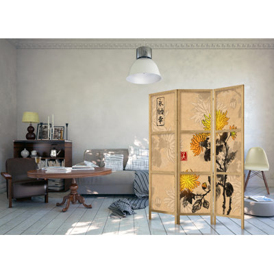 135 cm W x 171 cm H 3 - Panel Solid Wood Folding Room Divider
