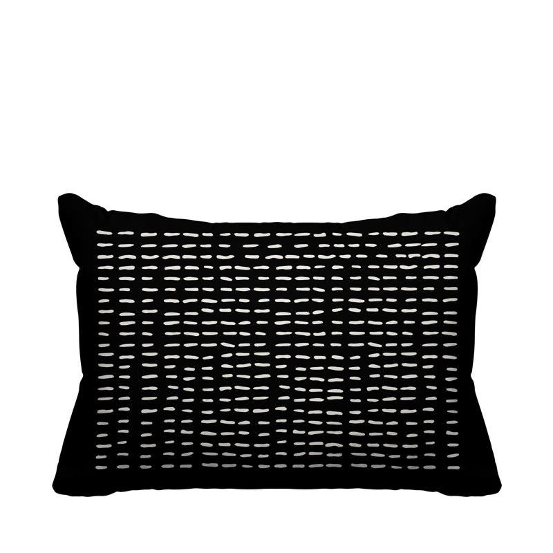 Housse et insert de coussin extérieur d'extérieur, Noir, 14 po x 20 po, Rectangle