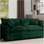 Canapé moderne en tissu, avec 4 coussins, velours vert, canapé à assise profonde