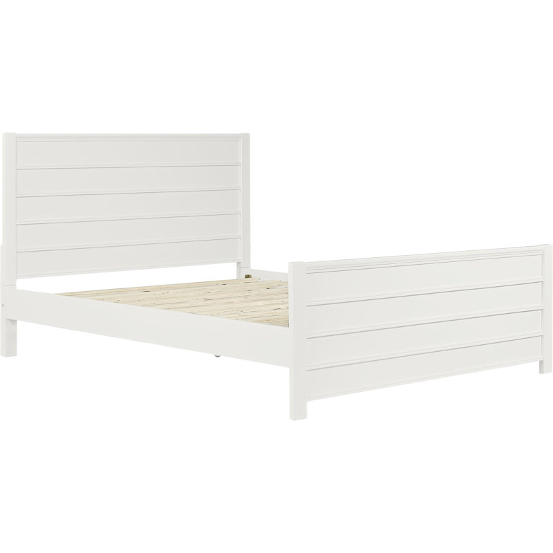 Caroline Platform Bed with Paneled Headboard and Footboard, Queen, White
