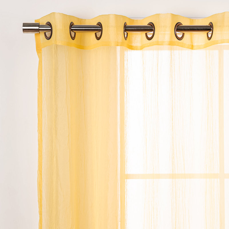 Maaike Crushed Voile Sheer Grommet Curtain, 52" W x 84" L, Yellow