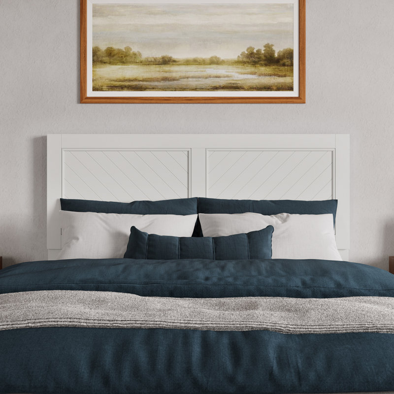 Lit plateforme en bois massif Jeinny, White, Grand