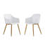 Tristen Plastic Dining Chair - Faux Leather Padded Cushions and Solid Wooden Legs - Armchair for Dining Room Kitchen Living Room-2075042825-2145772444
