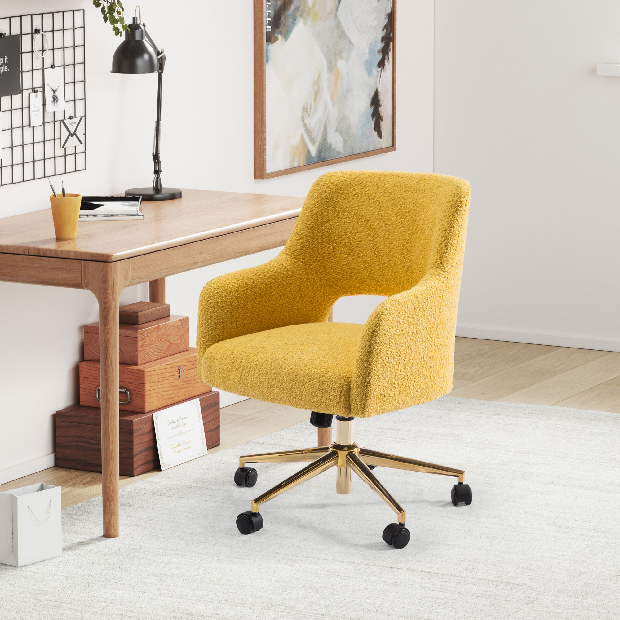 Swivel Office Chair, Mustard