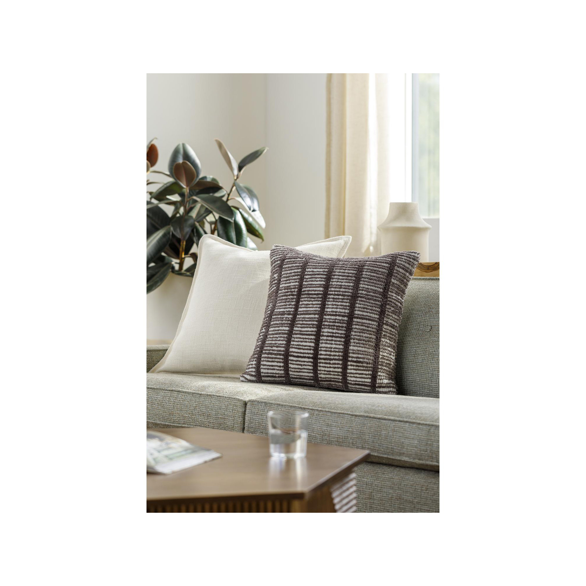 Wanderer Plaid Throw Pillow, 18" x 18", Charocal/White, Pillow Cover Only - No Insert