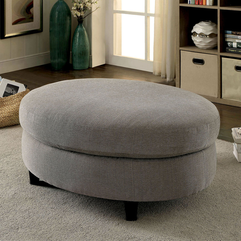 Litvak Upholstered Ottoman, Light Gray Microfiber