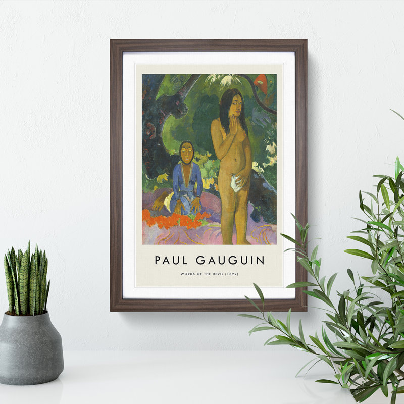 Words of the Devil Print by Paul Gauguin - Picture Frame Painting, Walnut, 48cm H x 36cm W x 2cm D