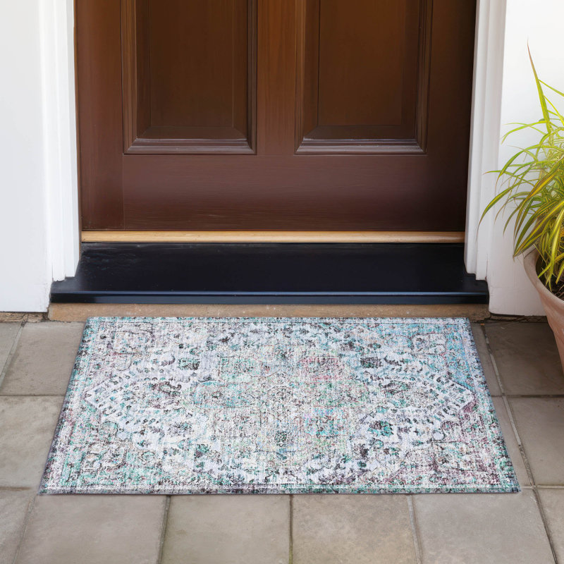 Tapis intérieur / extérieur lavable à la machine Jocelyn ACN2138 Global, Rectangle 1 pi 8 po x 2 pi 6 po