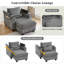 Chaise longue en velours côtelé Alice avec porte-gobelets, USB et rangement-114499551
