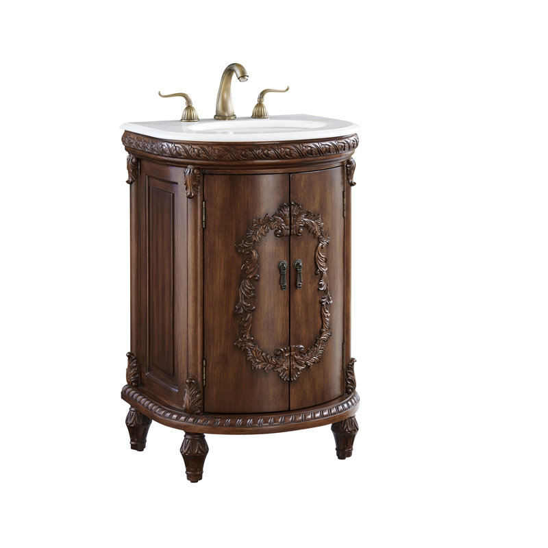 Aravale 21'' Single Bathroom Vanity with Top, Teak, Pure White