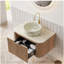 Meuble-lavabo et lavabo pour salle de bain 30 po, tiroir rayé à bords arrondis avec tiroir, lavabo rond en céramique avec motif en pierre et plateau en pierre frittée à motif de travertin, pré-assemblé, couleur grain de bois naturel-2099526607-2099526602