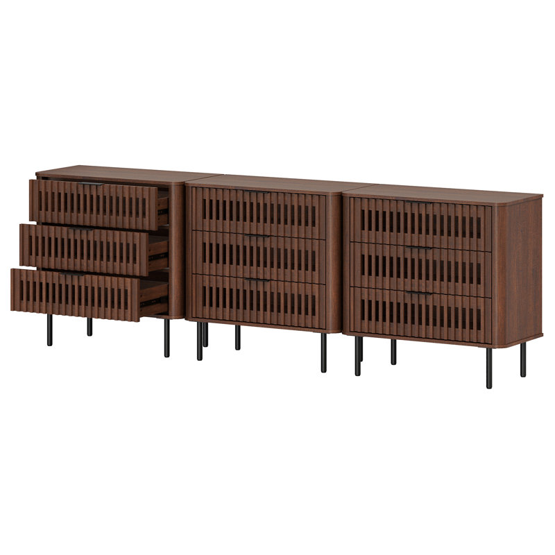 Buffet de cuisine avec rangement, 240 cm de large, couleur noyer, Noyer