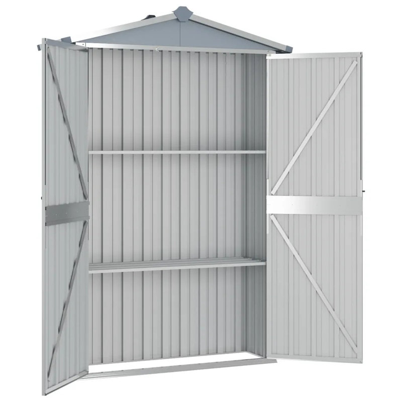 Tubac Garden Shed Galvanised Steel Outdoor Tool Storage Shed, Grey