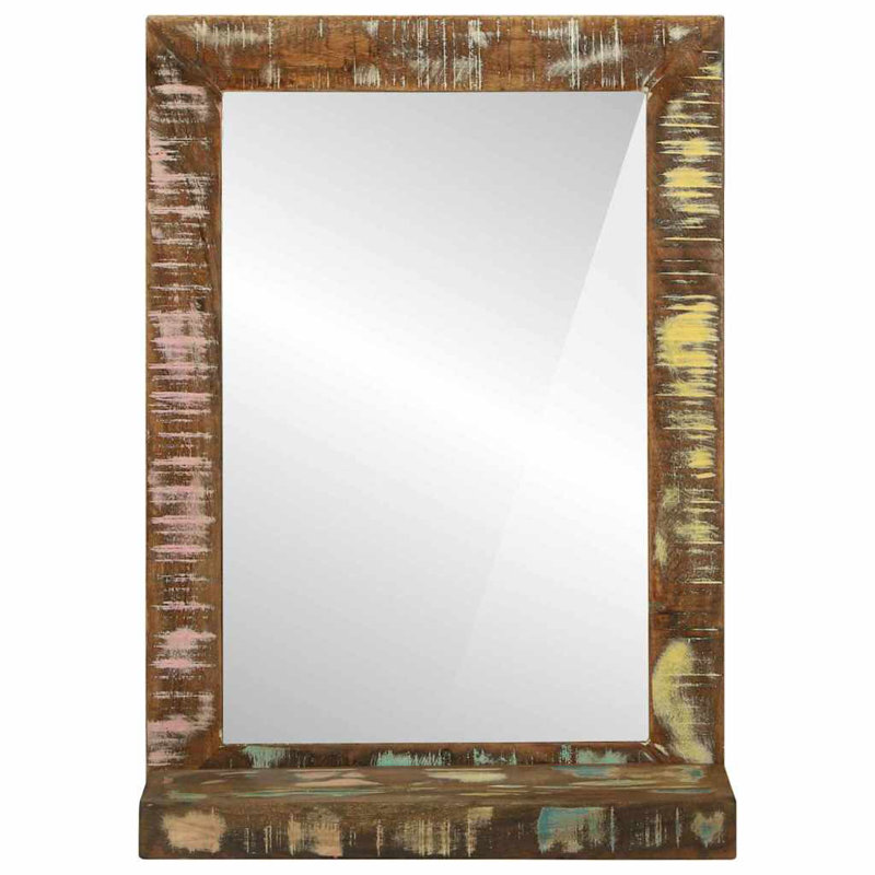 Solid Wood Rectangle Mirror,  Brown Wood Reclaimed