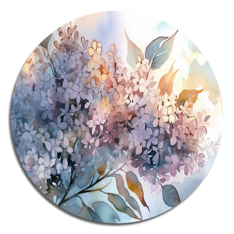 Mauve lilas aromathérapie - Art floral rond en métal, H 16 po x l 16 po