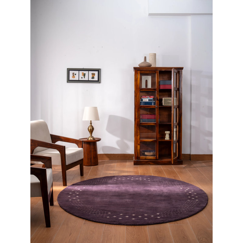 Hand Knotted Loom Wool Eco-Friendly Area Rugs – 10'x10', Round | Purple | Contemporary, High Pile Thick Handmade Anti-Skid Area Rugs for Living Room, Bedroom