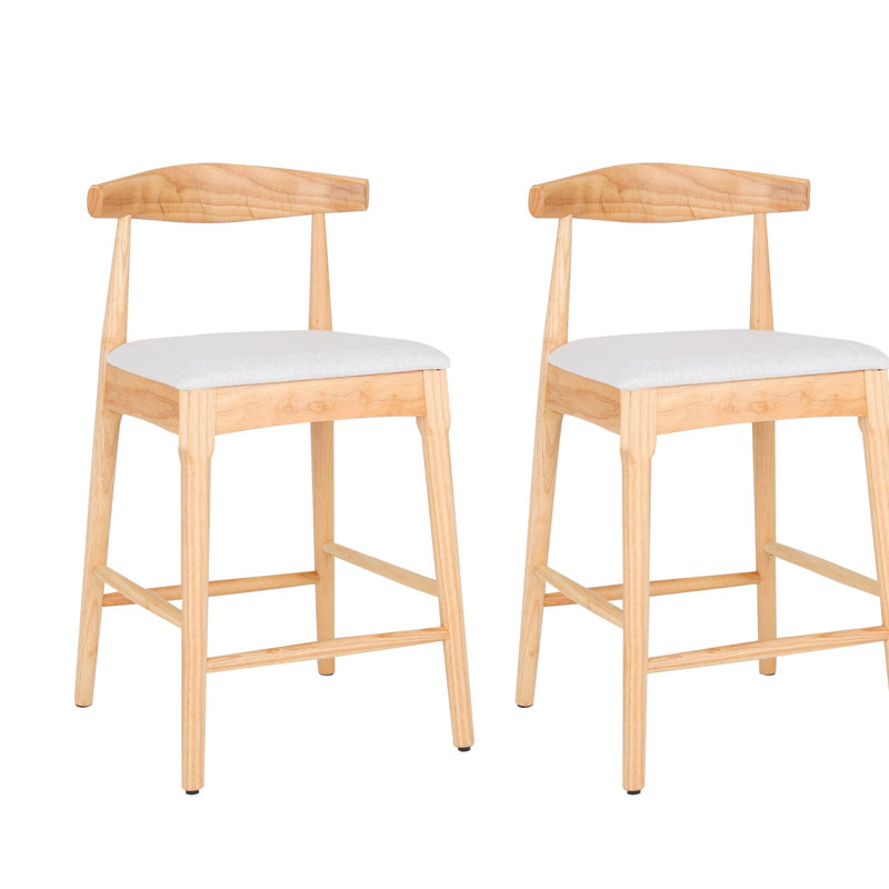 Tabourets de comptoir en bois massif de style moderne Mid-Century de 24 pouces, rembourrés avec des sièges rembourrés confortables pour la cuisine et la salle à manger