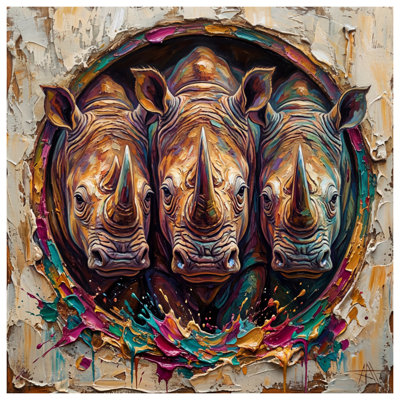 Tapisserie murale "Trois rhinocéros" - Rhinocéros