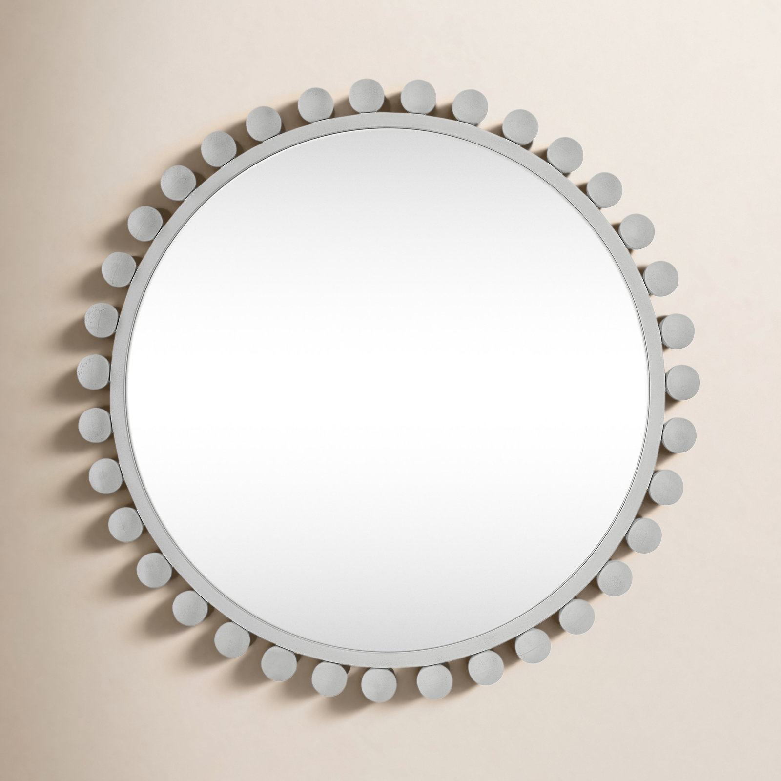 Suzie Metal Round Wall Mirror, Matte White