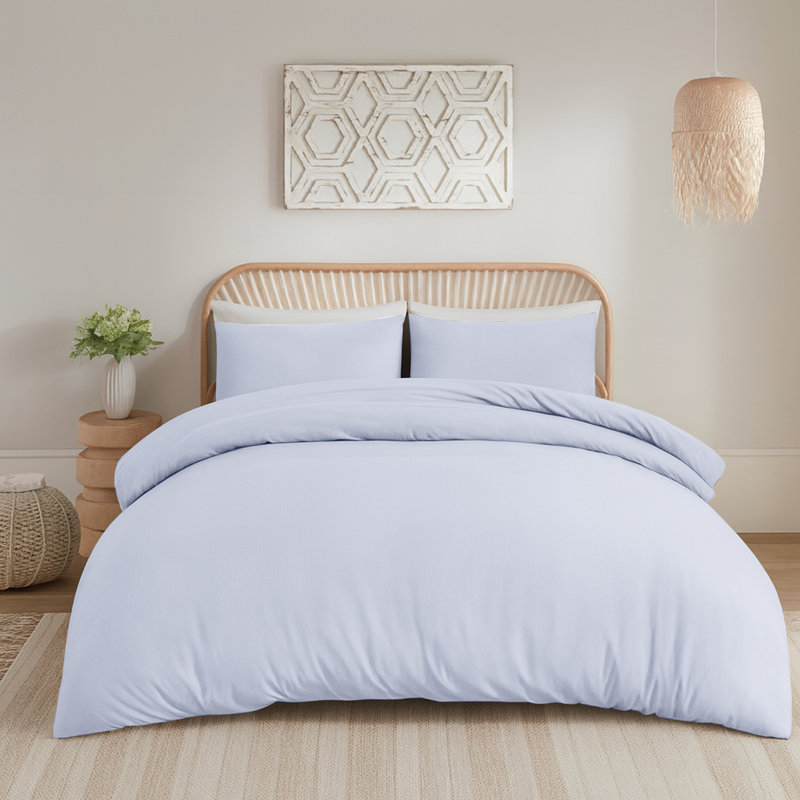 Aspire Homeware Hotel Quality 3 Piece Dyed Duvet Bedding Set with Pillowcases for Soft and Elegant Sleep, White