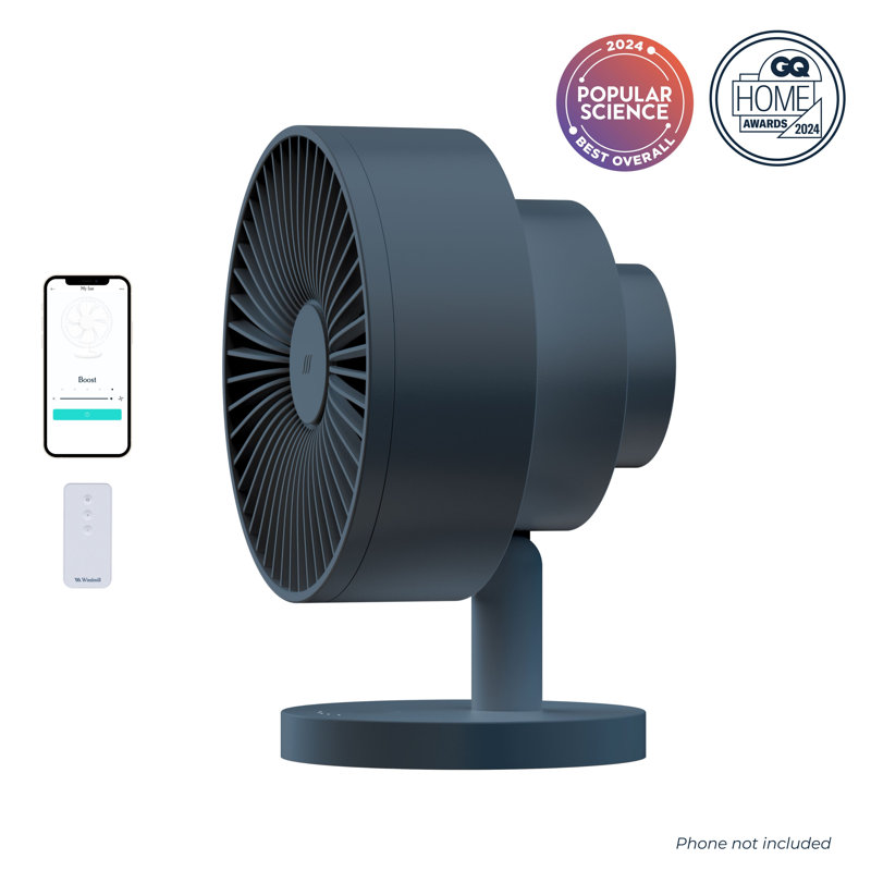 The Windmill Smart Whisper-Quiet Air Circulator and Fan with 5 Speeds and Remote, Navy