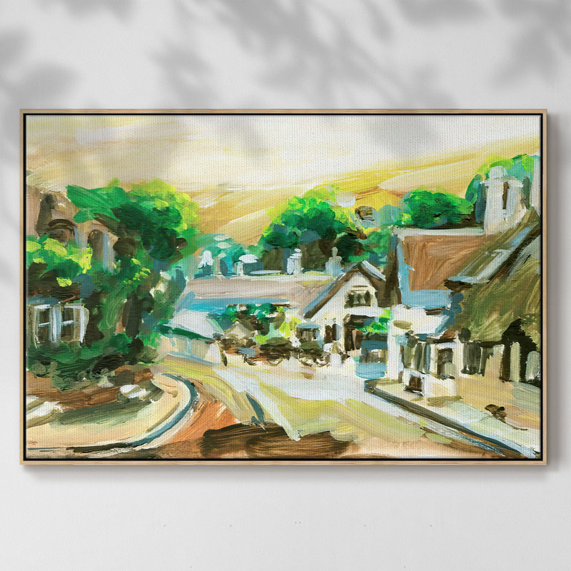 Spring Village II, reproduction d'art sur toile, H 17 po x l 25 po x P 2 po, Naturel